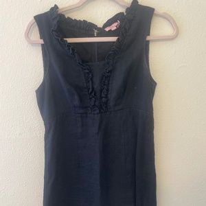 Calypso St. Barth Black Linen Ruffle Mini Dress
